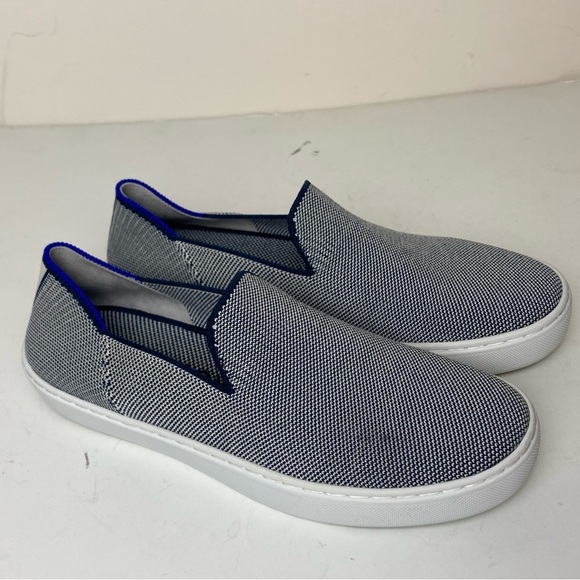 Rothy's The Original Slip On Sneaker Size 7.5 Weave Blue White Knit - Picture 2 of 9